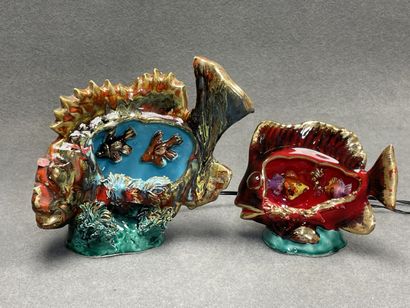 Ensemble de trois veilleuses en céramique...