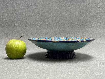 Emaux de LONGWY.
Plat sur talon. 
H. :7 cm
D....