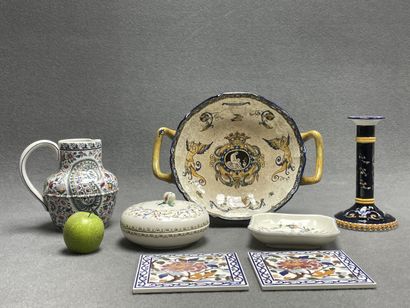 Ensemble de faïence de Gien. 
Melonnière,...