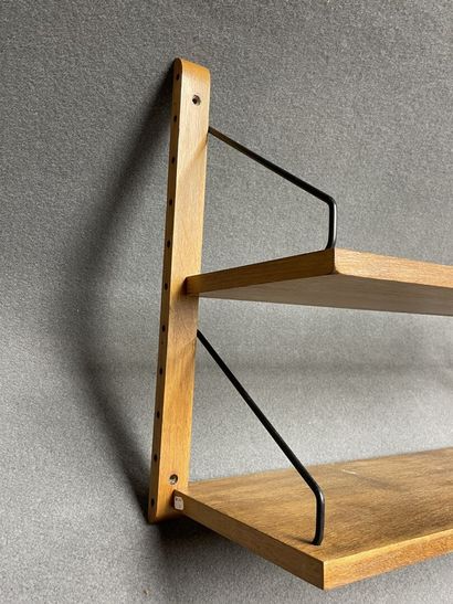 Etagère murale en bois et métal (Paul Cadovuis...
