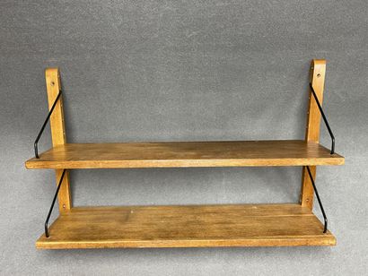 Etagère murale en bois et métal (Paul Cadovuis...