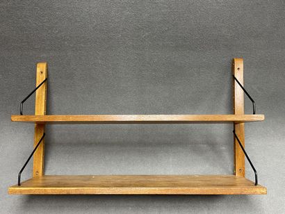 Etagère murale en bois et métal (Paul Cadovuis...