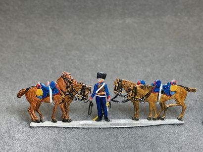 Collection de soldats etains plat, peints,...
