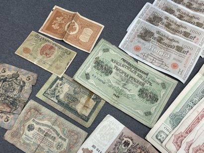 Lot de billets étranger et actions.