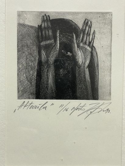Deux estampes XXe. 
23 x 15 cm. 
40 x 30...