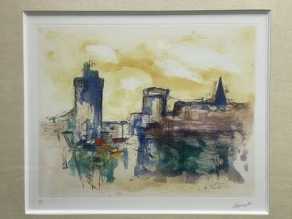 Jean MARZELLE (1916-2005) 
L'entrée du Port.
Lithographie...