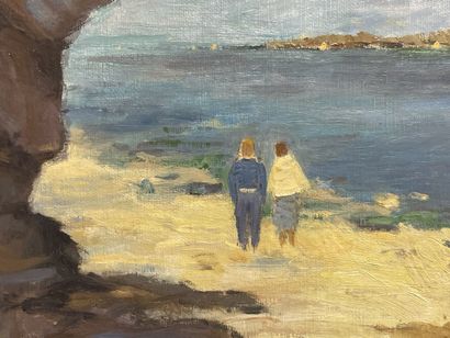 Bord de mer.
huile sur toile moderne signée.
38...