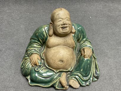 Bouddha en terre cuite émaillée céladon dans...