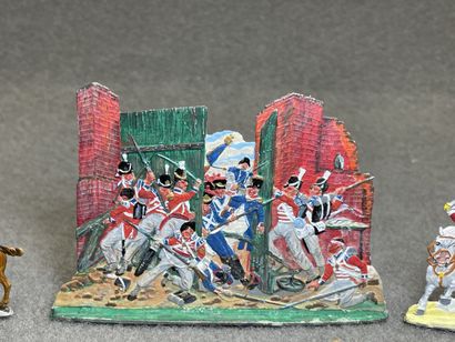 Collection de soldats etains plat, peints,...