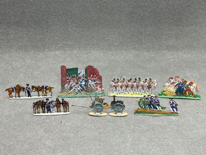 Collection de soldats etains plat, peints,...