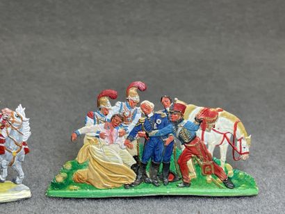 Collection de soldats etains plat, peints,...