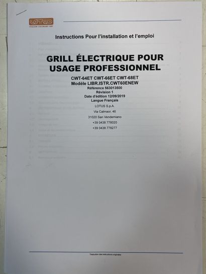 GRILL professionnel électrique
LOTUS, modèle...