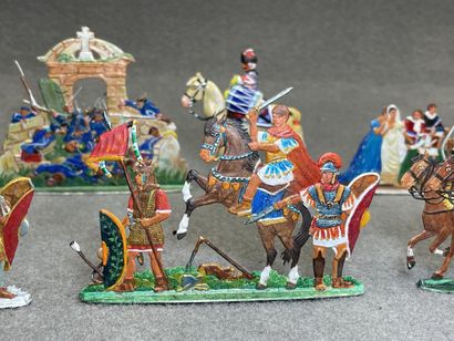 Collection de soldats etains plat, peints,...