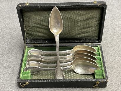 Ensemble de six petites cuillères en argent,...