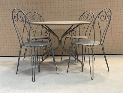 Salon de jardin en fer forgé couleur taupe...