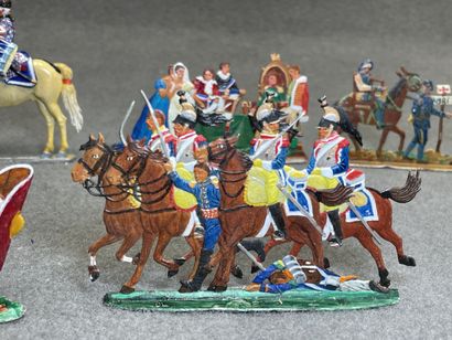 Collection de soldats etains plat, peints,...