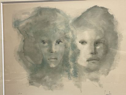 Leonor FINI (1907-1996) 
Deux visages.
EA...
