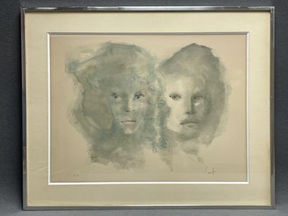 Leonor FINI (1907-1996) 
Deux visages.
EA...