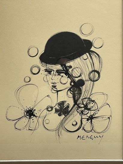 Frédéric MENGUY (1927-2007) 
Femme au chapeau
Lithographie...