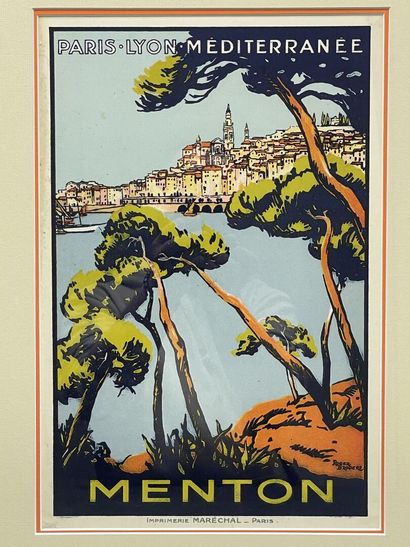 Sept affichettes PLM , réseau ferré Paris...