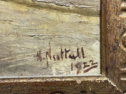 H. NATTAL ( édbut XX°)
Rue animée. 
huile...
