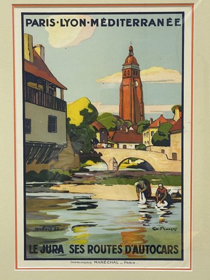 Sept affichettes PLM , réseau ferré Paris...