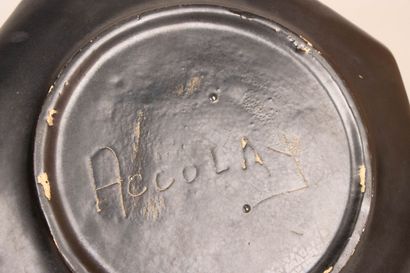 ACCOLAY
Soupière en céramique noire, à pans...
