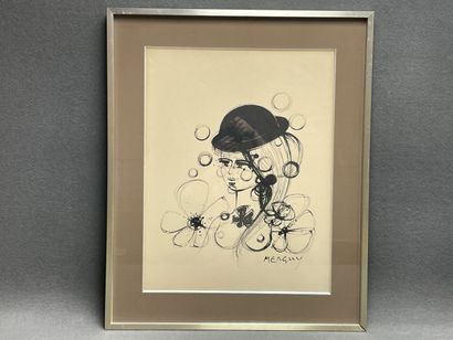 Frédéric MENGUY (1927-2007) 
Femme au chapeau
Lithographie...