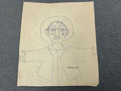 Deux dessins à la mine de plomb. 
20 x 17...