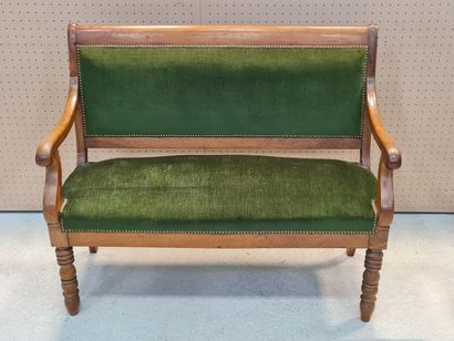 Banquette Louis Philippe granie de velours...