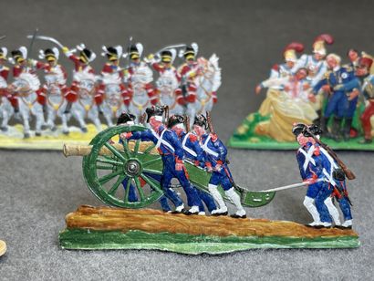 Collection de soldats étains plat, peints,...