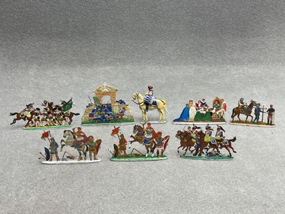 Collection de soldats étains plat, peints,...