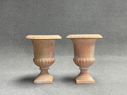 Deux petits vases médicis en terre cuite....