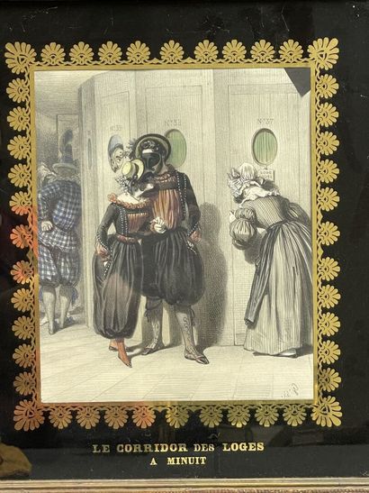 Suite de quatre gravures en couleur d'après...