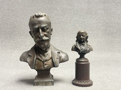Buste d'homme en régule et buste d'homme...