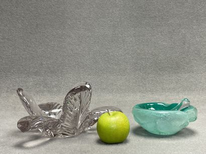 Verrerie. 
Coupe en cristal et mortier en...