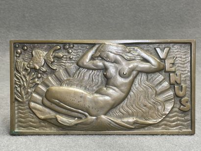 La Naissance de Vénus.
Plaque en bronze patiné...