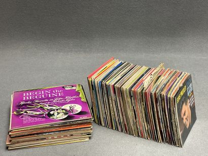 Carton de disques vinyles. 
Variété française...