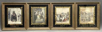 Suite de quatre gravures en couleur d'après...