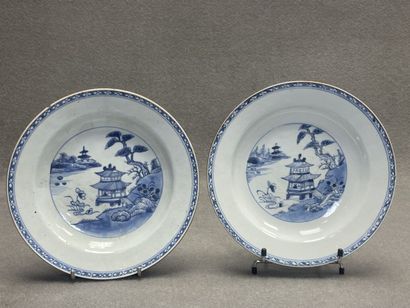 CHINE XVIII°
Paire d'assiettes creuses à...