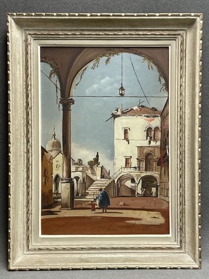 Ecole italienne XX° d'après Guardi.
Vue de...