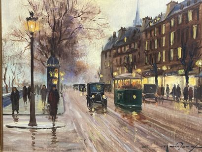 Ecole moderne
Rue de Paris vers 1900. 
huile...