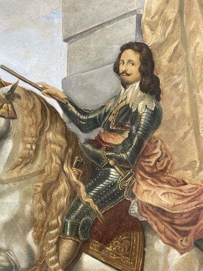 Prince à cheval. 
Gravure en couleur sur...