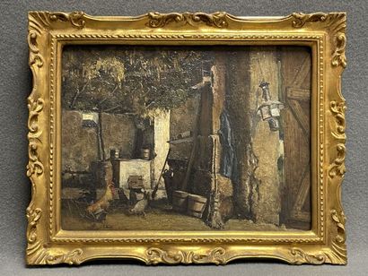 Ecole Française XIX°
Intérieur de ferme....
