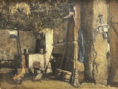 Ecole Française XIX°
Intérieur de ferme....