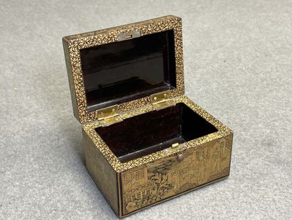Petite boite à fils en laque chinoise fin...