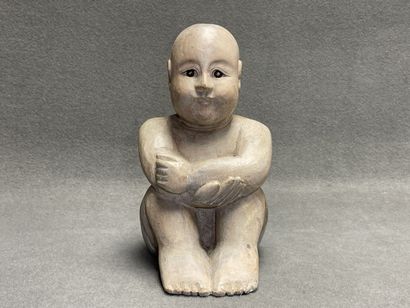 Sculpture en bois patiné: jeune enfant chinois
H:...