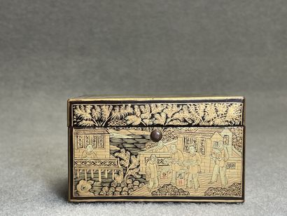 Petite boite à fils en laque chinoise fin...