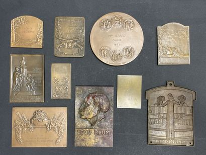 Ensemble de 10 Plaques en bonze
1 grande...