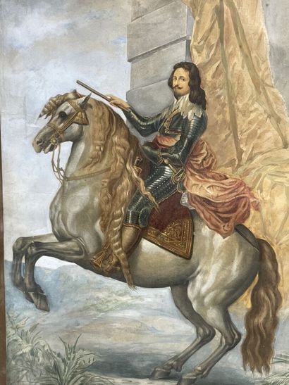 Prince à cheval. 
Gravure en couleur sur...